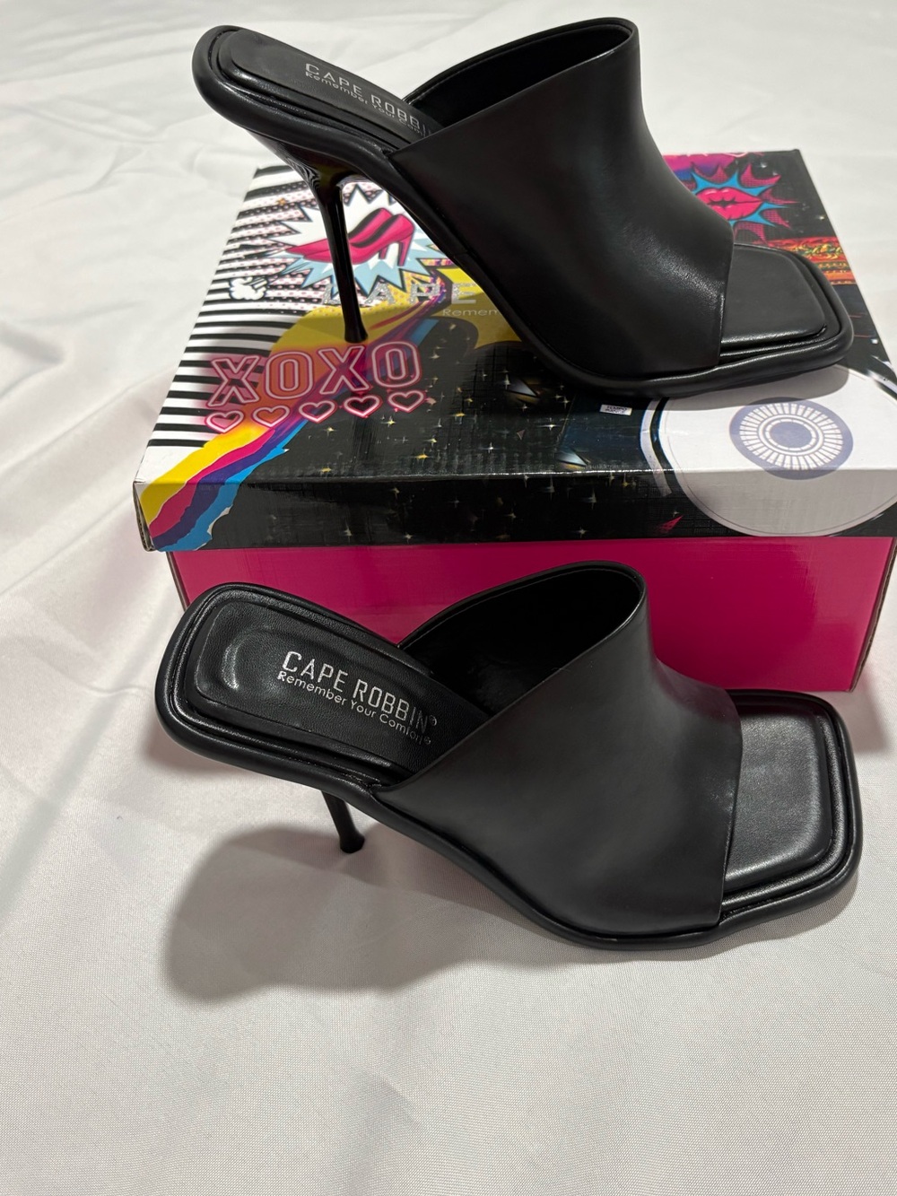 Cape Robbin Black Square Open-Toe Stiletto Mule - Picture 1 of 4